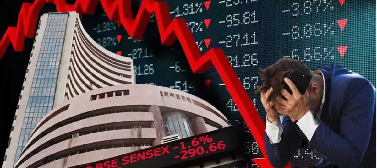 भारतीय शेयर बाजार धड़ाम, सेंसेक्स 1,390 अंक गिरा